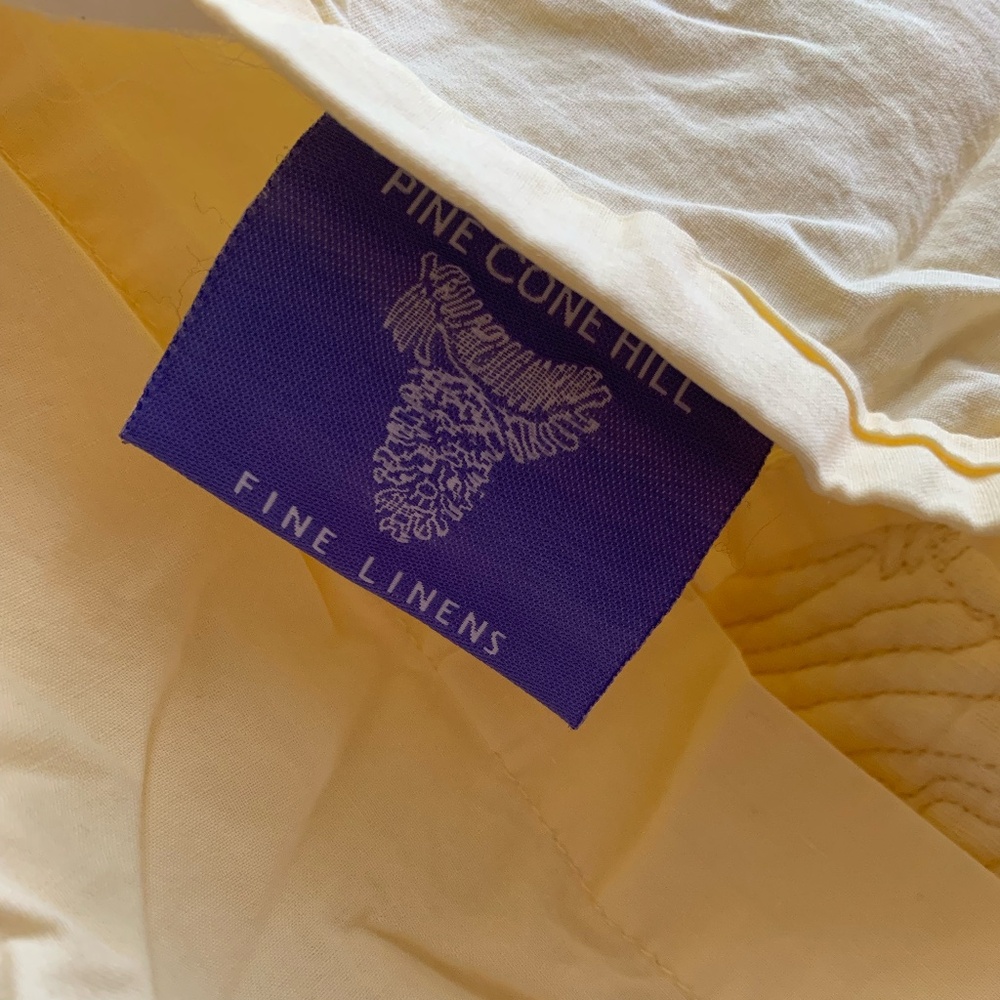 {Set of two} Pine Cone Hill butter yellow matelassse EURO shams w/ties